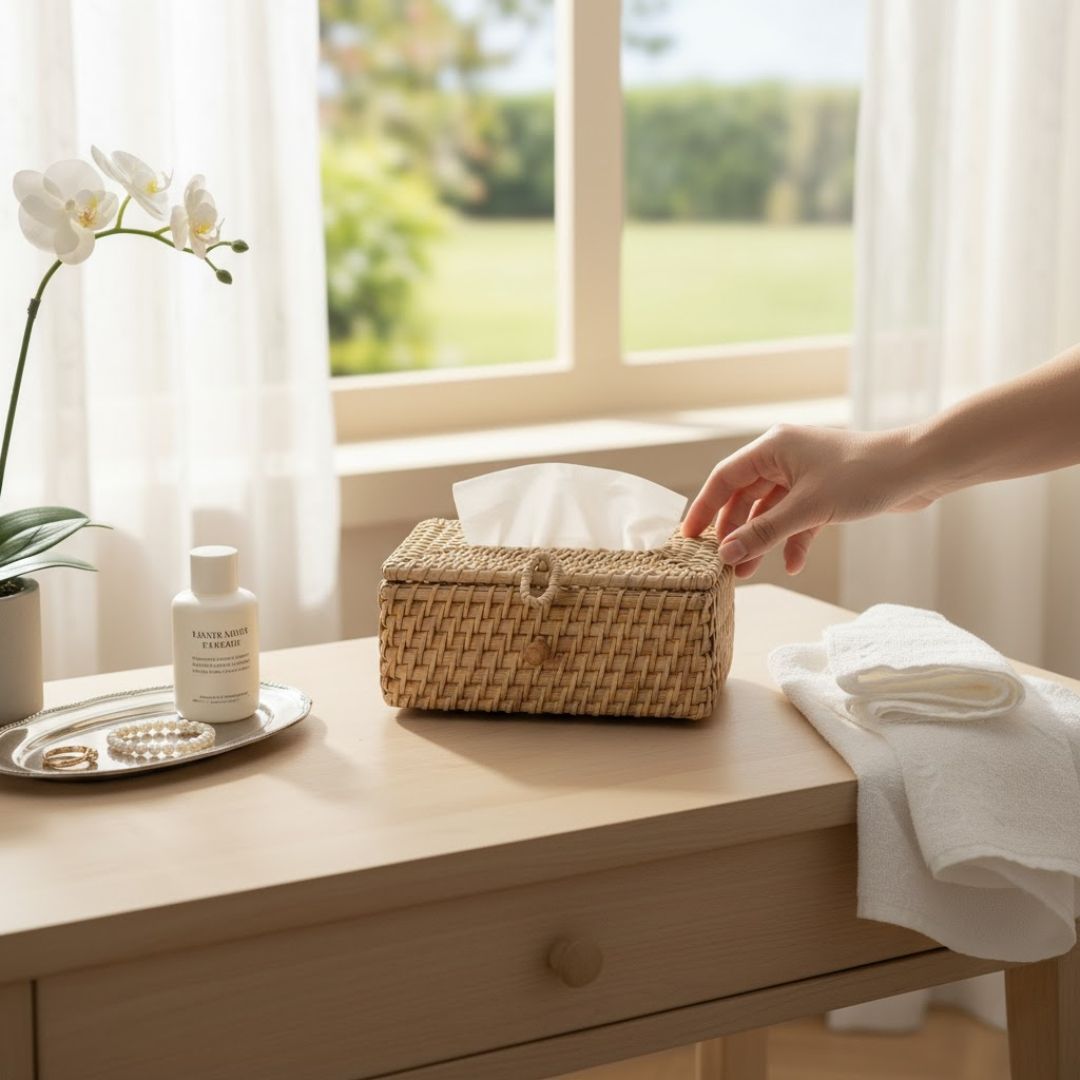 Artisanal Rattan Tissue Box